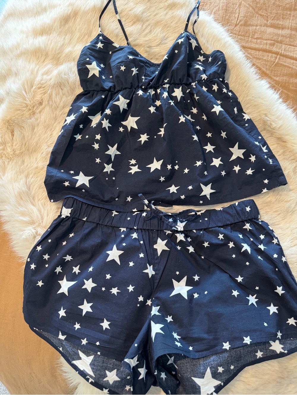 J. Crew Navy Starprint Pajama Cami & Shorts Set - Picture 3 of 5